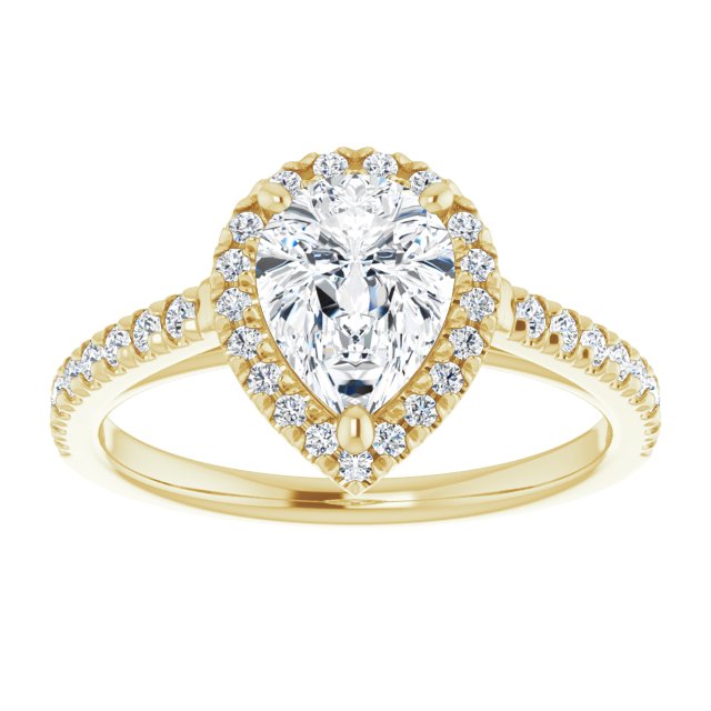 14K yellow gold 1CT Pear Diamond French-Set Engagement Ring variant--Pear variant--2CT variant--14K-yellow-gold