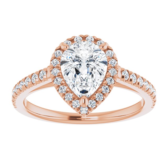 14K rose gold 1CT Pear Diamond French-Set Engagement Ring variant--Pear variant--2CT variant--14K-rose-gold
