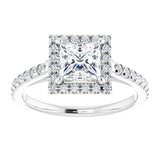 14K white gold 1CT Square Diamond French-Set Engagement Ring variant--Round variant--4CT variant--14K-rose-gold