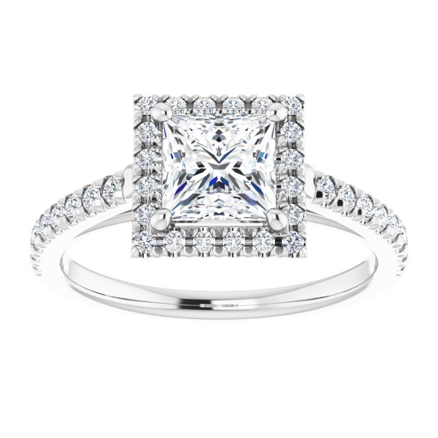 14K white gold 1CT Square Diamond French-Set Engagement Ring variant--Round variant--4CT variant--14K-rose-gold