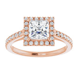 14K rose gold 1CT Square Diamond French-Set Engagement Ring variant--Round variant--4CT variant--14K-rose-gold