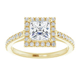 14K yellow gold 1CT Square Diamond French-Set Engagement Ring variant--Round variant--4CT variant--14K-rose-gold