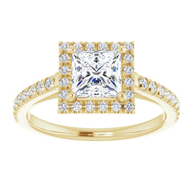 14K yellow gold 1CT Square Diamond French-Set Engagement Ring variant--Round variant--4CT variant--14K-rose-gold