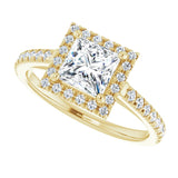 French-set halo ring square center alternate view variant--Square variant--1CT variant--14K-yellow-gold