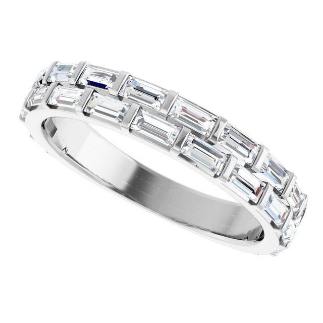 Double row lab diamond anniversary band in gold variant--14K-white-gold variant--Diamond-Lab variant--Diamond
