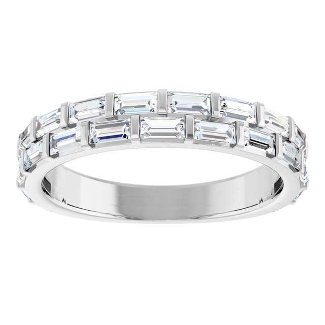 14K white gold 9/10CTw Natural Diamond Double Row Anniversary Band variant--14K-yellow-gold variant--Diamond-Lab variant--Diamond