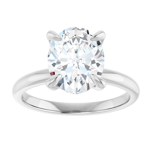 14K white gold 3CT Oval Claw-Prong Diamond Solitaire Engagement Ring variant--Emerald variant--1CT variant--14K-white-gold