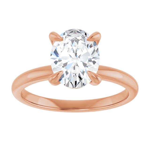 14K rose gold 2CT Oval Claw-Prong Diamond Solitaire Engagement Ring variant--Oval variant--3CT variant--14K-rose-gold