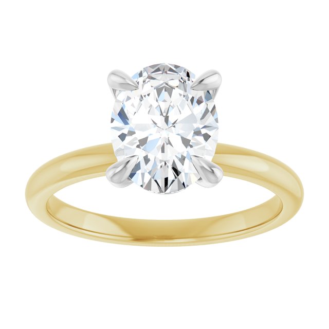 14K yellow/white gold 2CT Oval Claw-Prong Diamond Solitaire Engagement Ring/white-gold/white-gold variant--Oval variant--3CT variant--14K-yellow/white-gold