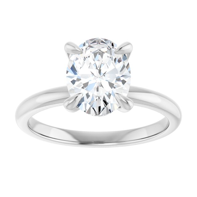 14K white gold 2CT Oval Claw-Prong Diamond Solitaire Engagement Ring variant--Oval variant--3CT variant--14K-white-gold