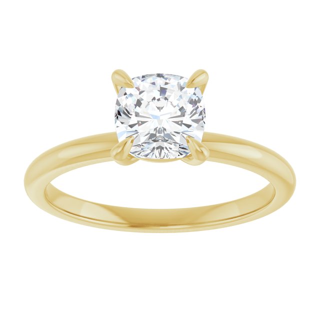 14K yellow gold 1CT Cushion Claw-Prong Diamond Solitaire Engagement Ring variant--Cushion variant--2CT variant--14K-yellow-gold