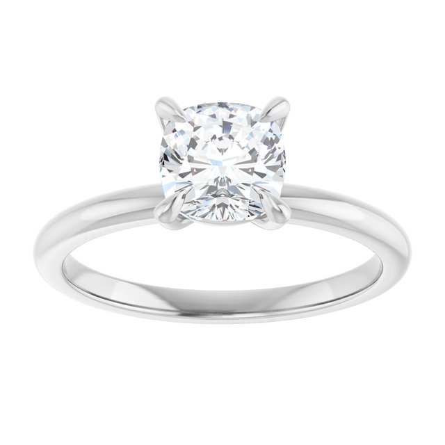 14K white gold 1CT Cushion Claw-Prong Diamond Solitaire Engagement Ring variant--Cushion variant--2CT variant--14K-white-gold