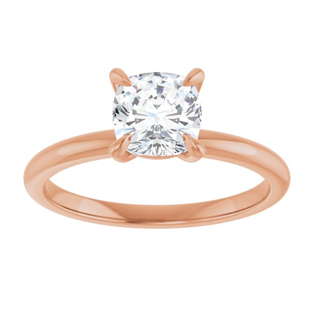 14K rose gold 1CT Cushion Claw-Prong Diamond Solitaire Engagement Ring variant--Cushion variant--2CT variant--14K-rose-gold