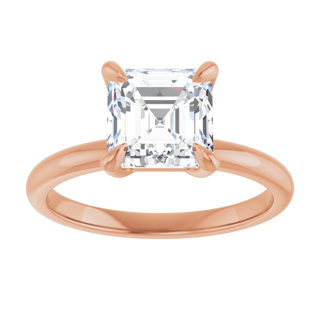 14K rose gold 2CT Asscher Claw-Prong Diamond Solitaire Engagement Ring variant--Asscher variant--3CT variant--14K-rose-gold