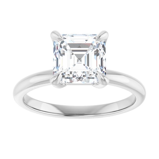 14K white gold 2CT Asscher Claw-Prong Diamond Solitaire Engagement Ring variant--Asscher variant--3CT variant--14K-white-gold