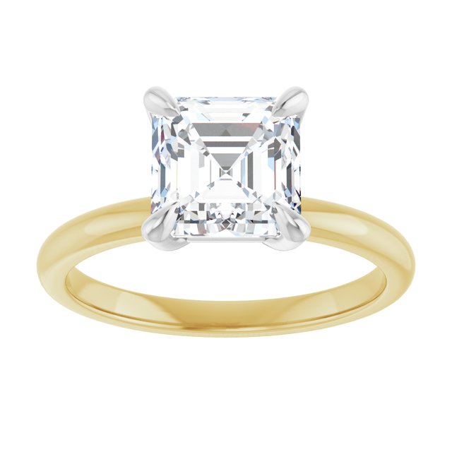 14K yellow/white gold 2CT Asscher Claw-Prong Diamond Solitaire Engagement Ring/white-gold/white-gold variant--Asscher variant--3CT variant--14K-yellow/white-gold