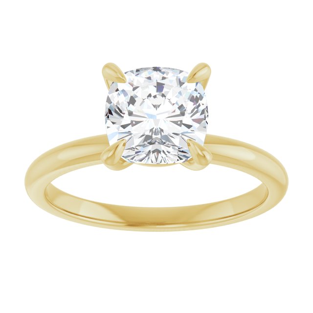 14K yellow gold 2CT Cushion Claw-Prong Diamond Solitaire Engagement Ring variant--Cushion variant--3CT variant--14K-yellow-gold