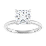 14K white gold 2CT Cushion Claw-Prong Diamond Solitaire Engagement Ring variant--Cushion variant--3CT variant--14K-white-gold