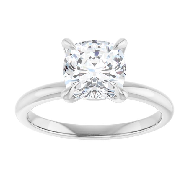 14K white gold 2CT Cushion Claw-Prong Diamond Solitaire Engagement Ring variant--Cushion variant--3CT variant--14K-white-gold