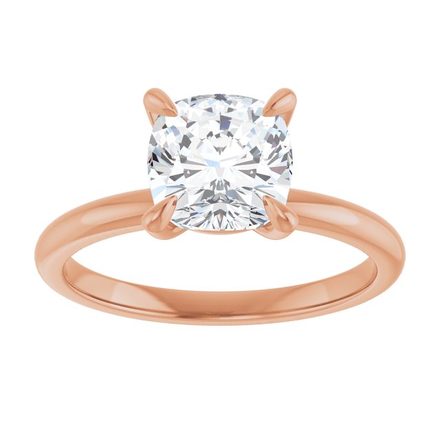 14K rose gold 2CT Cushion Claw-Prong Diamond Solitaire Engagement Ring variant--Cushion variant--3CT variant--14K-rose-gold