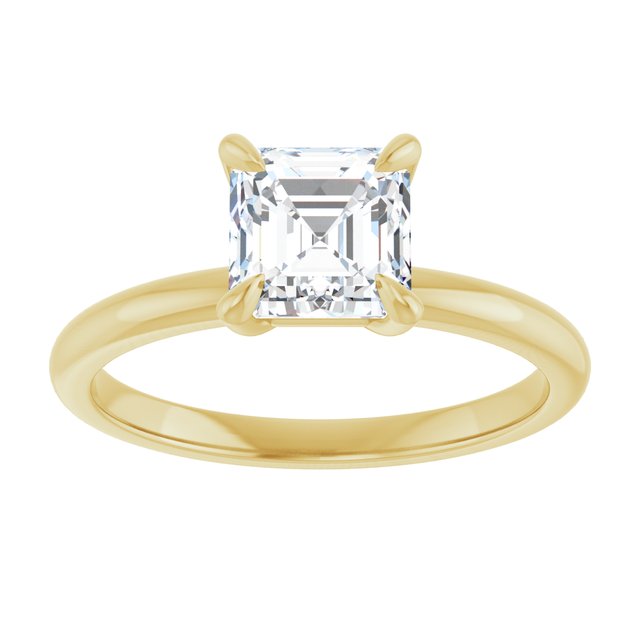 14K yellow gold 1CT Asscher Claw-Prong Diamond Solitaire Engagement Ring variant--Asscher variant--2CT variant--14K-yellow-gold