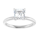 14K white gold 1CT Asscher Claw-Prong Diamond Solitaire Engagement Ring variant--Asscher variant--2CT variant--14K-white-gold