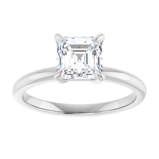 14K white gold 1CT Asscher Claw-Prong Diamond Solitaire Engagement Ring variant--Asscher variant--2CT variant--14K-white-gold