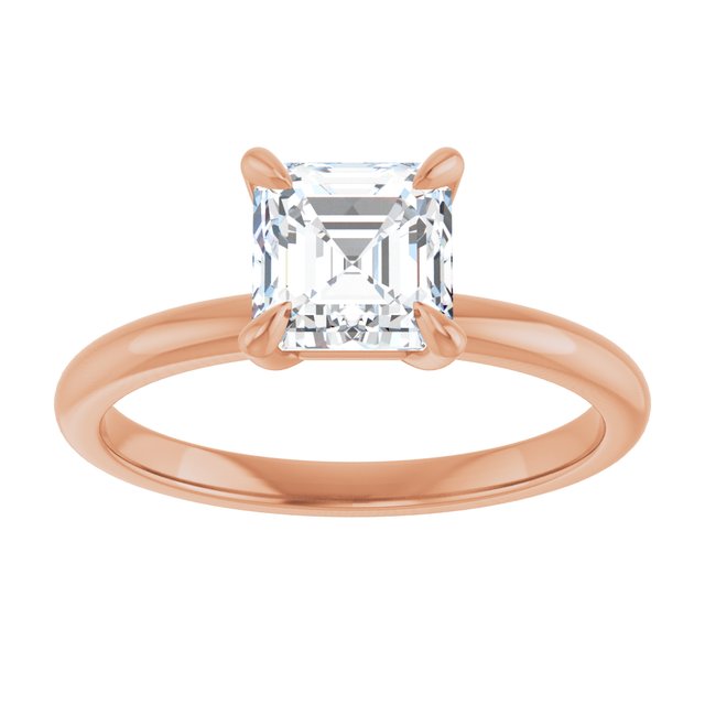14K rose gold 1CT Asscher Claw-Prong Diamond Solitaire Engagement Ring variant--Asscher variant--2CT variant--14K-rose-gold