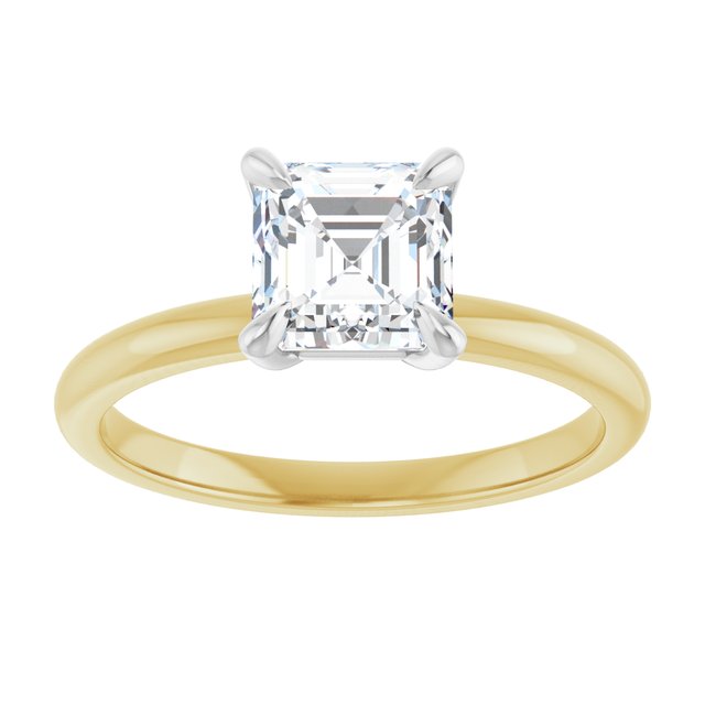 14K yellow/white gold 1CT Asscher Claw-Prong Diamond Solitaire Engagement Ring/white-gold/white-gold variant--Asscher variant--2CT variant--14K-yellow/white-gold
