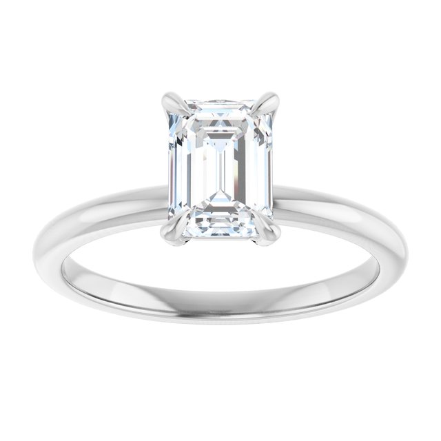 14K white gold 1CT Emerald Claw-Prong Diamond Solitaire Engagement Ring variant--Emerald variant--2CT variant--14K-white-gold