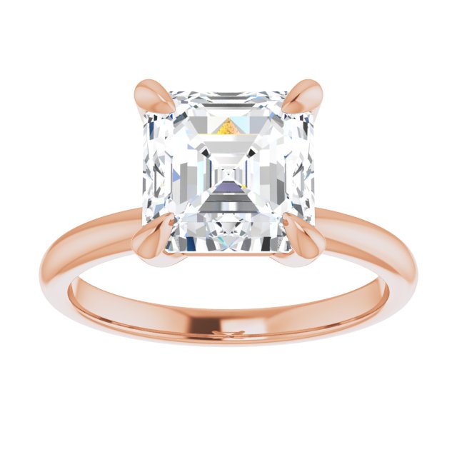 14K rose gold 3CT Asscher Claw-Prong Diamond Solitaire Engagement Ring variant--Cushion variant--1CT variant--14K-rose-gold