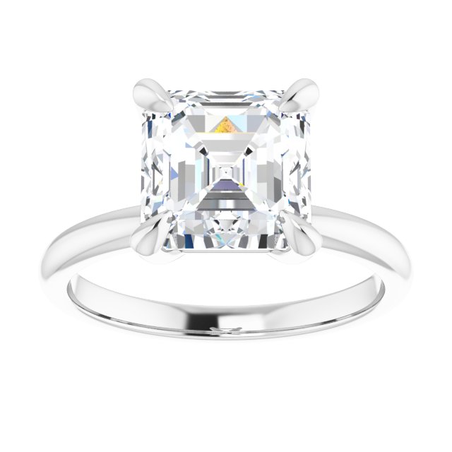 14K white gold 3CT Asscher Claw-Prong Diamond Solitaire Engagement Ring variant--Cushion variant--1CT variant--14K-white-gold