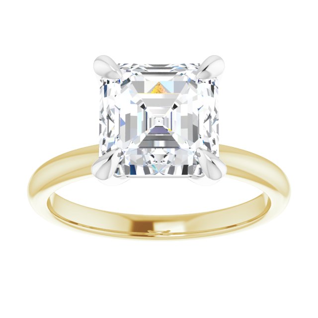 14K yellow/white gold 3CT Asscher Claw-Prong Diamond Solitaire Engagement Ring/white-gold/white-gold variant--Cushion variant--1CT variant--14K-yellow/white-gold