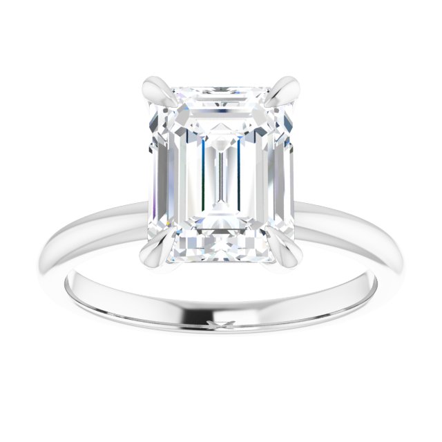 14K white gold 3CT Emerald Claw-Prong Diamond Solitaire Engagement Ring variant--Asscher variant--1CT variant--14K-white-gold