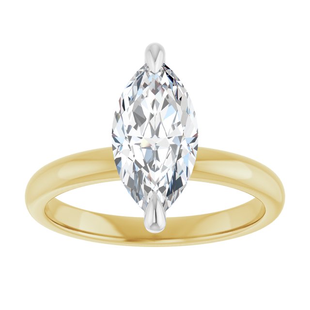 14K yellow/white gold 2CT Marquise Claw-Prong Diamond Solitaire Engagement Ring/white-gold/white-gold variant--Pear variant--1CT variant--14K-yellow/white-gold