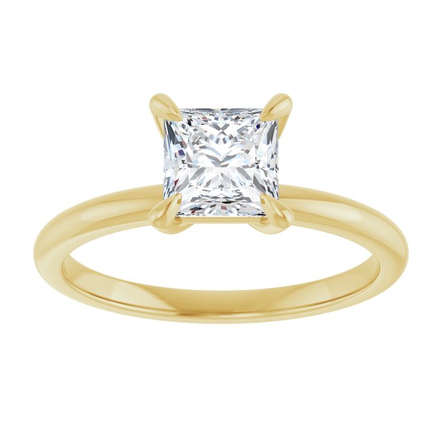 14K yellow gold 1CT Square Claw-Prong Diamond Solitaire Engagement Ring variant--Round variant--3CT variant--14K-yellow-gold