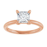 14K rose gold 1CT Square Claw-Prong Diamond Solitaire Engagement Ring variant--Round variant--3CT variant--14K-rose-gold