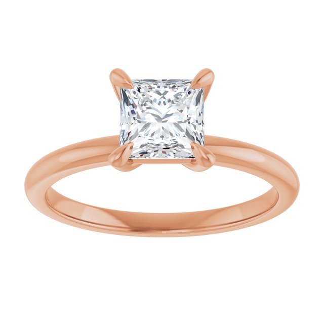 14K rose gold 1CT Square Claw-Prong Diamond Solitaire Engagement Ring variant--Round variant--3CT variant--14K-rose-gold