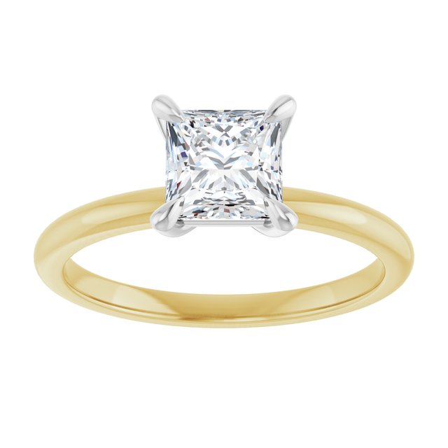 14K yellow/white gold 1CT Square Claw-Prong Diamond Solitaire Engagement Ring/white-gold/white-gold variant--Round variant--3CT variant--14K-yellow/white-gold
