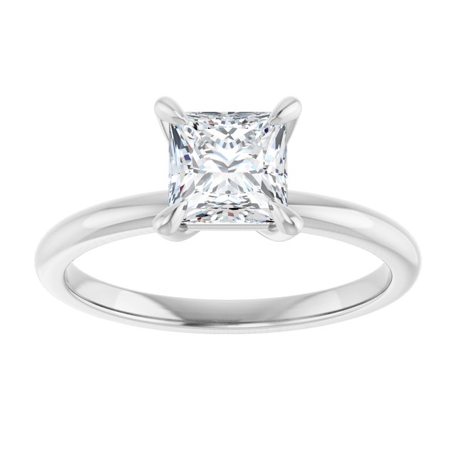 14K white gold 1CT Square Claw-Prong Diamond Solitaire Engagement Ring variant--Round variant--3CT variant--14K-white-gold
