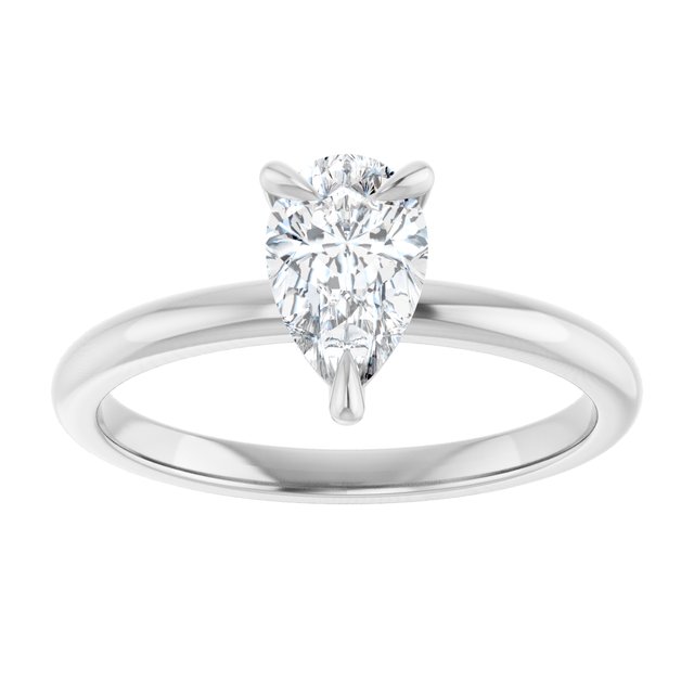 14K white gold 1CT Pear Claw-Prong Diamond Solitaire Engagement Ring variant--Pear variant--2CT variant--14K-white-gold