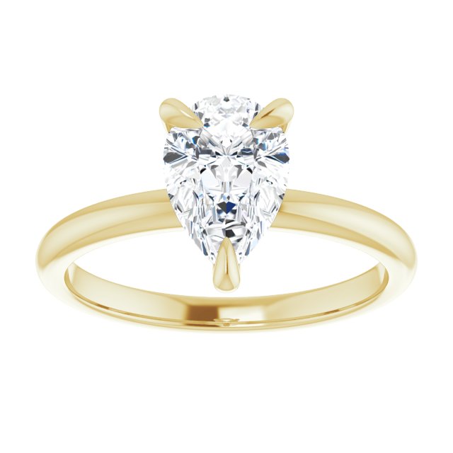 14K yellow gold 2CT Pear Claw-Prong Diamond Solitaire Engagement Ring variant--Pear variant--3CT variant--14K-yellow-gold