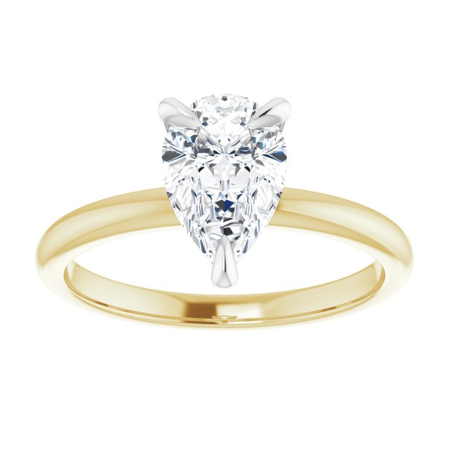 14K yellow/white gold 2CT Pear Claw-Prong Diamond Solitaire Engagement Ring/white-gold/white-gold variant--Pear variant--3CT variant--14K-yellow/white-gold