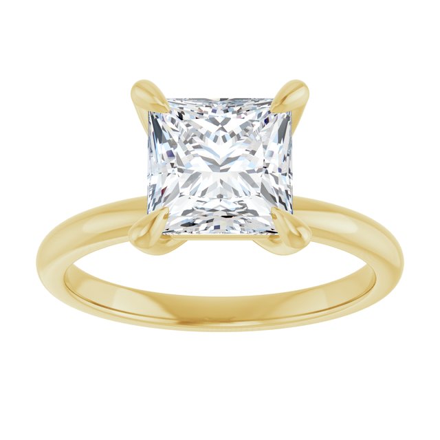 14K yellow gold 2CT Square Claw-Prong Diamond Solitaire Engagement Ring variant--Square variant--1CT variant--14K-yellow-gold