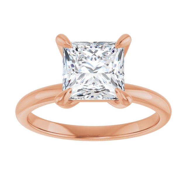 14K rose gold 2CT Square Claw-Prong Diamond Solitaire Engagement Ring variant--Square variant--1CT variant--14K-rose-gold