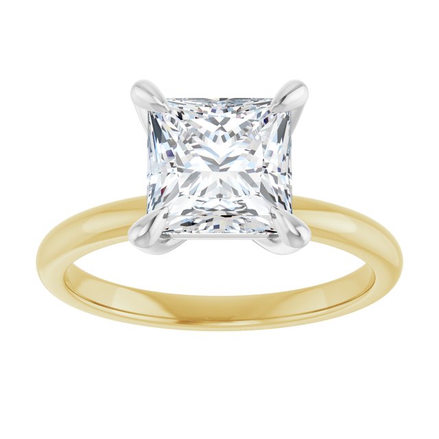 14K yellow/white gold 2CT Square Claw-Prong Diamond Solitaire Engagement Ring/white-gold/white-gold variant--Square variant--1CT variant--14K-yellow/white-gold