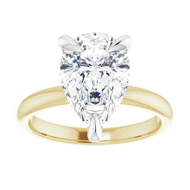 14K yellow/white gold 3CT Pear Claw-Prong Diamond Solitaire Engagement Ring variant--Pear variant--3CT variant--14K-rose-gold