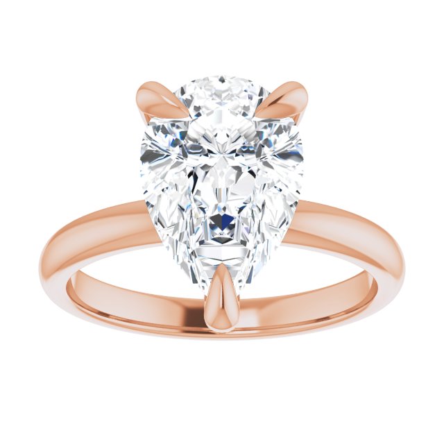 14K rose gold 3CT Pear Claw-Prong Diamond Solitaire Engagement Ring variant--Pear variant--3CT variant--14K-rose-gold