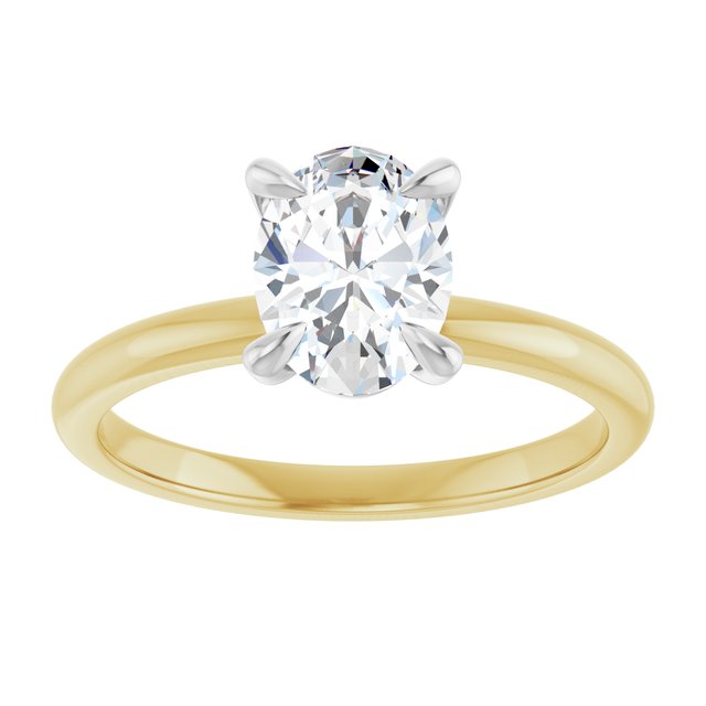 14K yellow/white gold 1CT Oval Claw-Prong Diamond Solitaire Engagement Ring/white-gold/white-gold variant--Oval variant--2CT variant--14K-yellow/white-gold