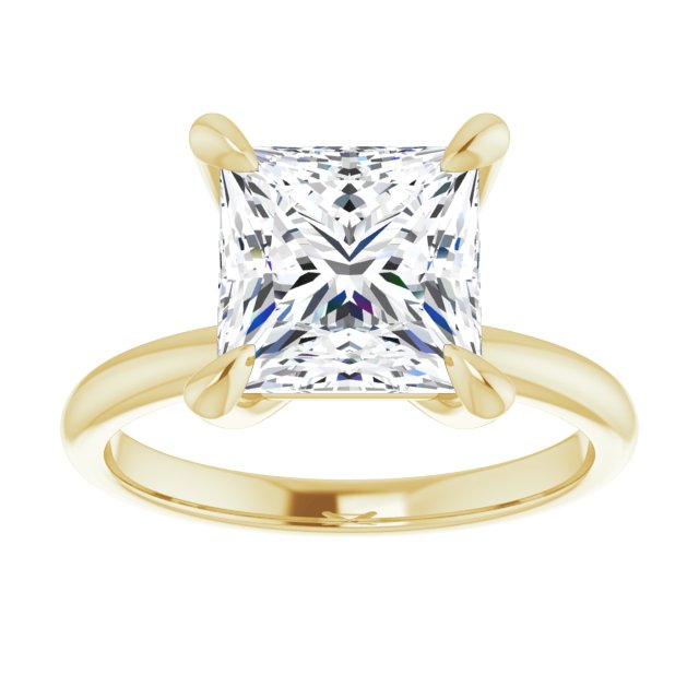 14K yellow gold 3CT Square Claw-Prong Diamond Solitaire Engagement Ring variant--Square variant--2CT variant--14K-yellow-gold